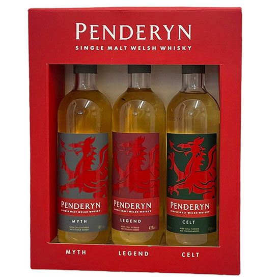 Penderyn Single Malt Welsh Whisky, 3 Dragon Gift Pack - Dylanwad