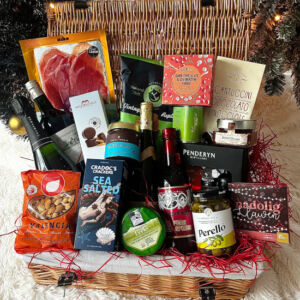 Luxury food and wine wicker hamper