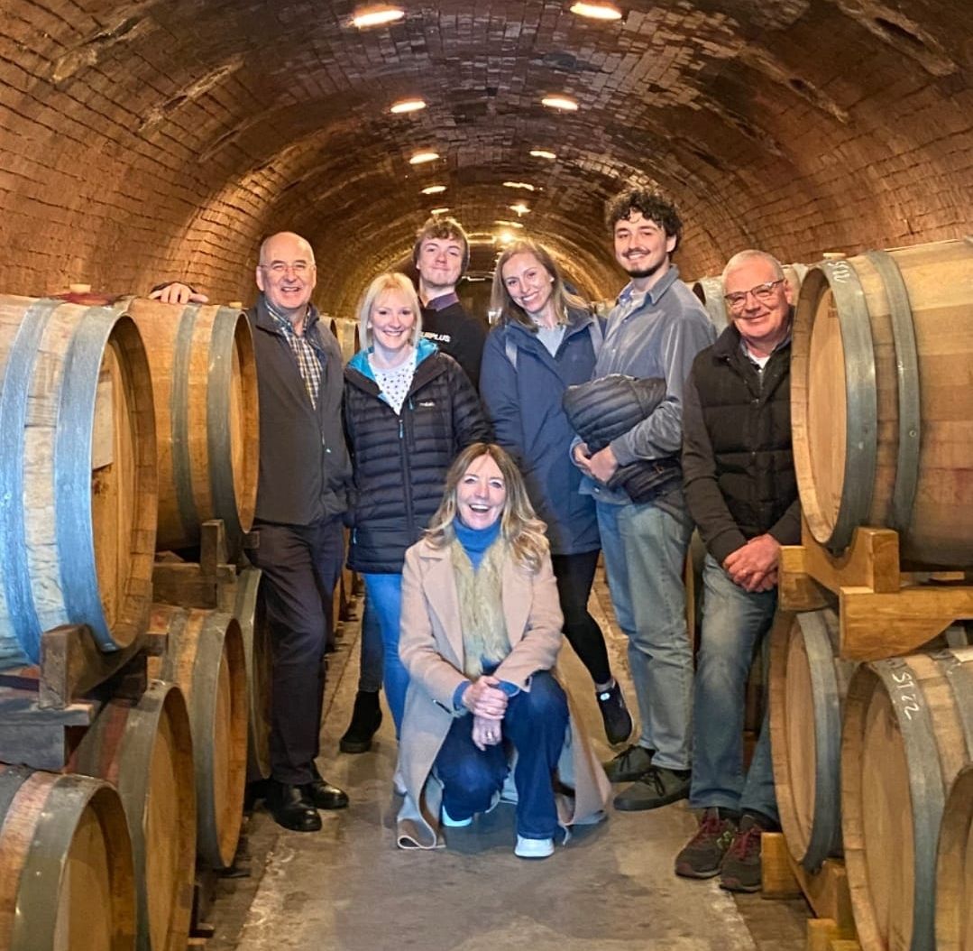 Dylan and staff at Bidoli winery