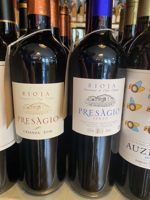 Bottles of Presagio Rioja, Joven and Crianza