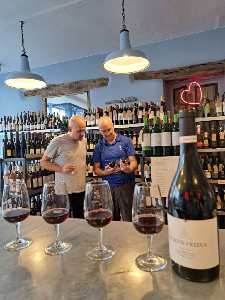 Tasting wine in the shop