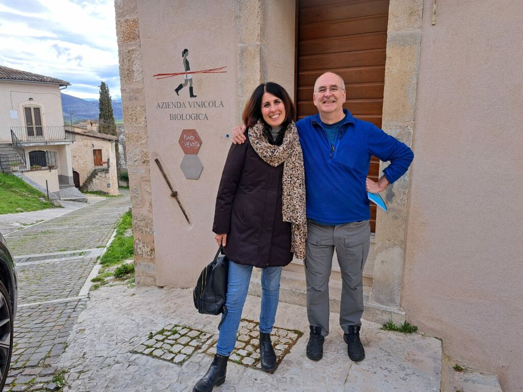 Dylan with Francesca at her winery in Italy.