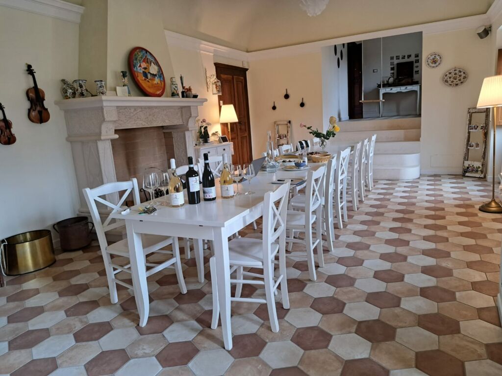 The table in Cantinarte, Abruzzo ready for the tasting.