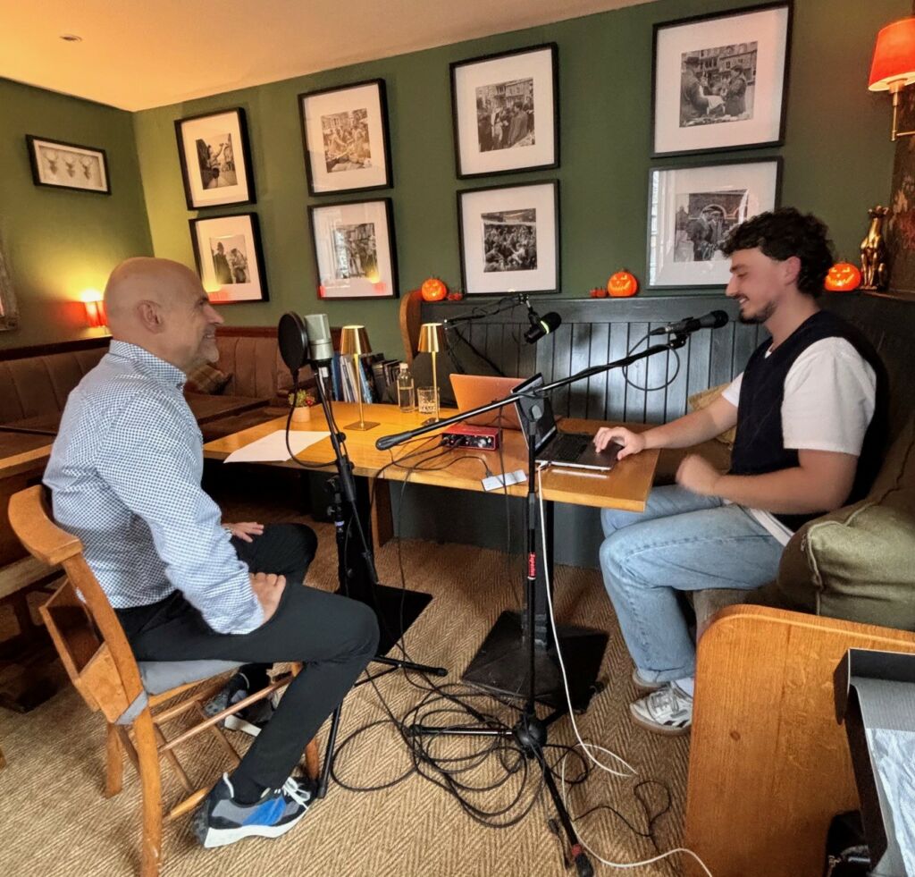 Quim and Osian recording the podcast